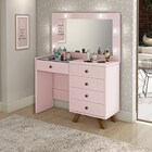 Penteadeira Camarim Com Espelho 5 Gavetas Luna Rosê - Móveis