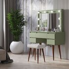 Penteadeira Camarim Com Espelho E Cadeira 5 Gavetas Strass Ve