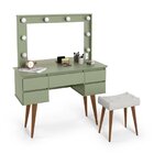 Penteadeira Camarim Com Espelho E Cadeira 5 Gavetas Strass Ve