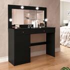 Penteadeira Camarim Com Espelho E Gavetas Preto Diamante Patr