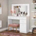 Penteadeira Camarim Com Espelho E Led 1 Porta 4 Gavetas Happy