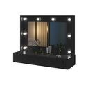 Penteadeira Camarim Com Espelho E Led 2 Gavetas Preta