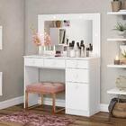 Penteadeira Camarim Com Espelho Led 4 Gavetas 1 Porta Magnólia