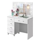 Penteadeira Camarim Com Espelho Led E Porta Jóias Com Vidro L