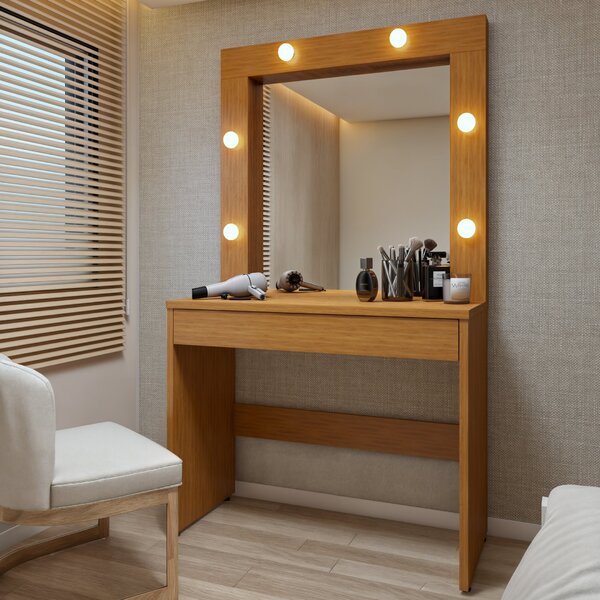 Penteadeira Camarim Com Espelho Mdf Requinte Naturalle