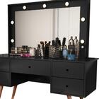 Penteadeira Camarim Com Led E Banqueta Anaisa Preto Basoto