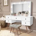 Penteadeira Camarim Com Led E Banqueta Basoto Anaisa Branco