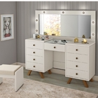 Penteadeira Camarim com Led Eloa Off White com Banqueta