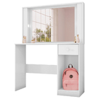 Penteadeira Camarim Escrivaninha Clara Branco Acetinado Cliqu