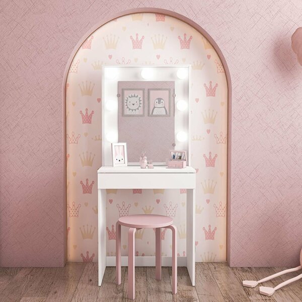 Penteadeira Camarim Infantil Com Espelho 1 Gaveta Lily  Branco