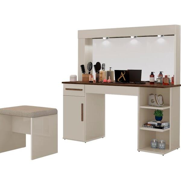 Penteadeira Camarim Jade Cor:off White Canela Mizza Decor