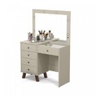 Penteadeira Camarim Led Com Espelho 5 Gavetas Mel  Off White