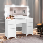 Penteadeira Camarim Led E Espelho Moderno Mdf Clean Branco