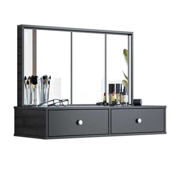 Penteadeira Camarim Onix Com Espelho E Led Tigus Baby - Preto