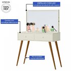 Penteadeira Camarim Retrô 100% Mdf Com Espelho E Led Prisma O