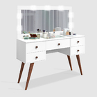 Penteadeira Camarim Retrô Com Espelho, Led, 4 Gavetas E Porta