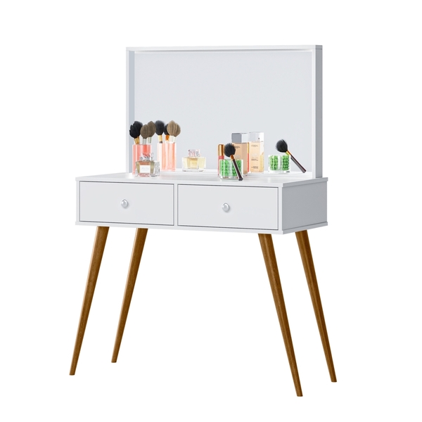 Penteadeira Camarim Retrô Com Espelho Prisma Tigus Branco