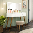 Penteadeira Camarim Retrô Com Espelho Prisma Tigus Branco