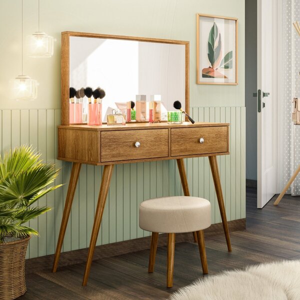 Penteadeira Camarim Retrô Com Espelho Prisma Tigus Ypê