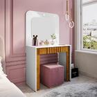 Penteadeira Camarim Ripada Com Espelho E Led 1 Gaveta Rouge B