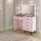 Penteadeira Camarim Rosa 5 Gavetas Corrediças Telescópica Led