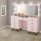 Penteadeira Camarim Rosa Com Led Gaveta Central Com Organizad