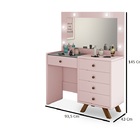 Penteadeira Camarim Rosa Luna 5 Gavetas Led Espelho Pés Madei
