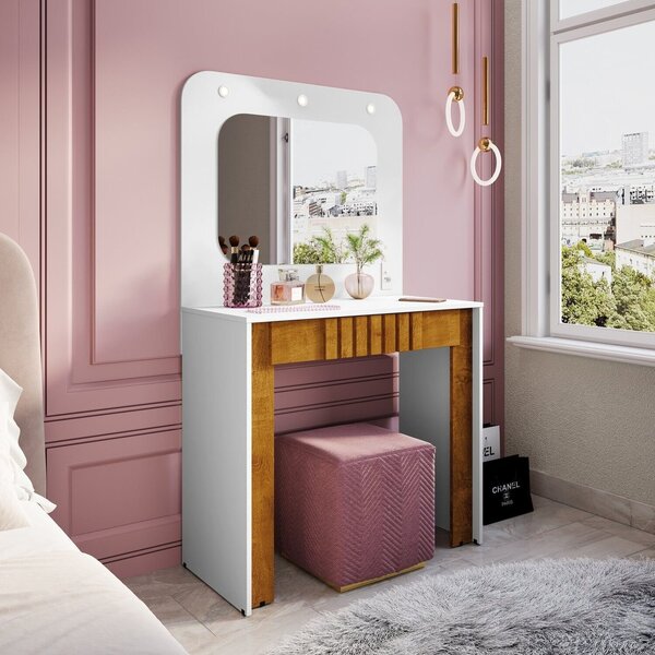 Penteadeira Camarim Rouge 90x156x43,5 Cm Branco/naturalle