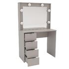 Penteadeira Camarim Sicilia Com Espelho E 4 Gavetas Cinza Pol