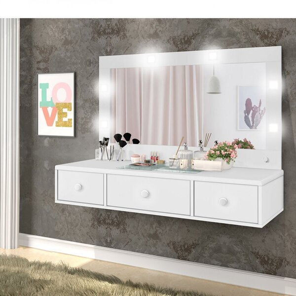 Penteadeira Camarim Suspensa Thais Potente Móveis Branco