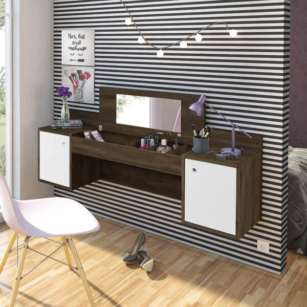 Penteadeira Camarim Suspenso Atração Com 8 Nichos - Cedro/bra