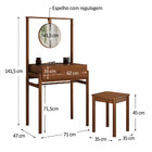 Penteadeira Camarim Vintage Maquiagem Escrivaninha Castanho L