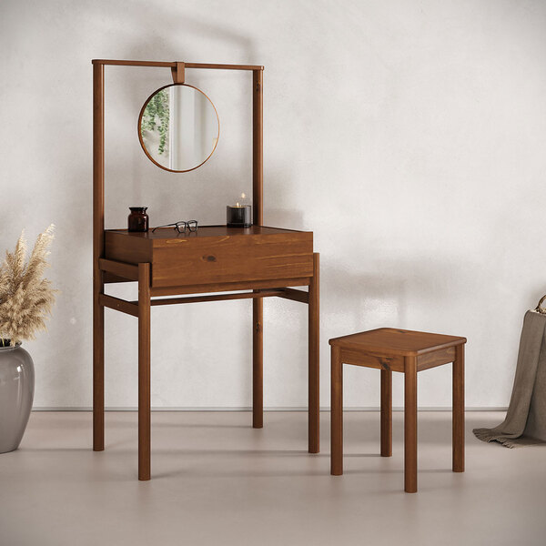 Penteadeira Camarim Vintage Maquiagem Escrivaninha Castanho L