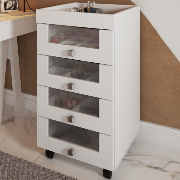 Penteadeira Carrinho De Maquiagem Salão De Beleza 4 Gavetas C