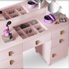 Penteadeira Com 5 Gavetas E Porta Joias Madri Rosa