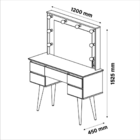 Penteadeira Com Banqueta 5 Gavetas Strass Patrimar