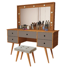 Penteadeira Com Banqueta Camarim Leds E Espelho Incluso Anaí