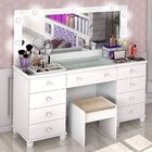 Penteadeira Com Banqueta Camarim Luxo Luz De Led Branco Aceti