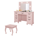 Penteadeira Com Banqueta Com 6 Gavetas E Porta Joias Tampo Em