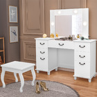 Penteadeira Com Banqueta Com 6 Gavetas E Porta Joias Tampo Em