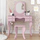 Penteadeira Com Banqueta Princesa - Rosa - Patrimar Móveis