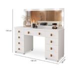 Penteadeira Com Banqueta Retro  Mdf 9  C/ Led Eloa Branco