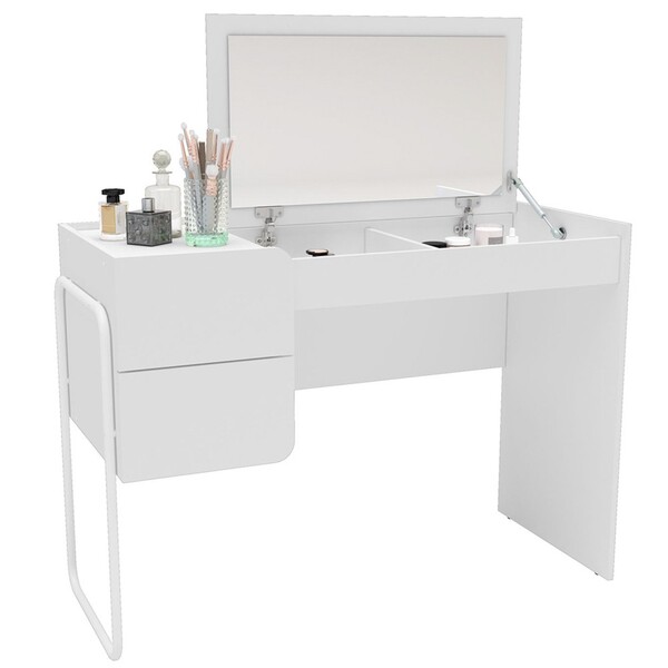 Penteadeira Com Espelho 115cm 2 Gavetas Columbia Branco - Pol