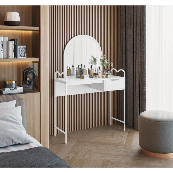 Penteadeira Com Espelho 1 Gaveta Oasis Branco/branco