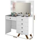 Penteadeira Com Espelho 5 Gavetas Pés Em Madeira Branco Luna