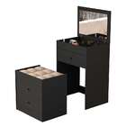 Penteadeira Com Espelho E Puff Olivia 3 Gv Preta