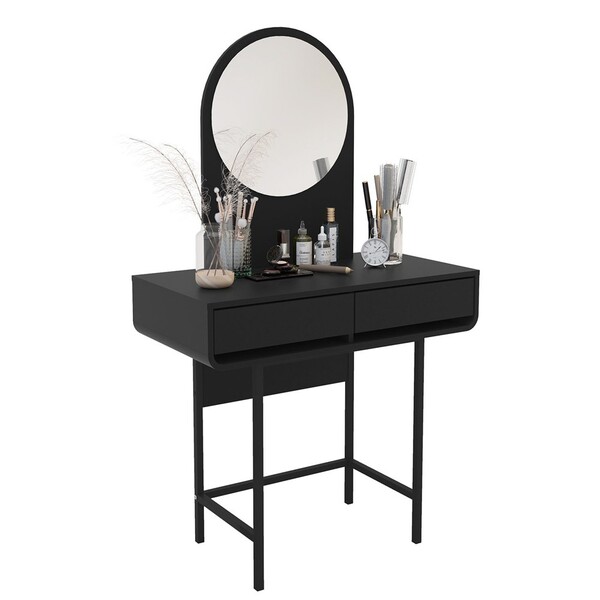 Penteadeira Com Espelho Holanda 2 Gavetas Preto - Politorno