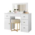 Penteadeira Com Espelho Led Camarim Sonhos 5 Gavetas 1 Porta