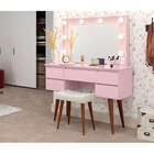 Penteadeira Com Espelho Strass Rosa
