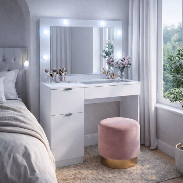 Penteadeira Com Organizador 1 Porta 2 Gavetas Bahia  Branco